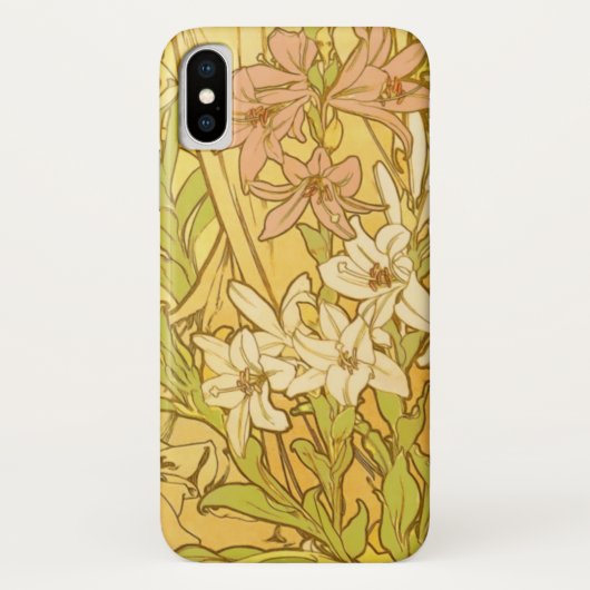 Coques Case-Mate iPhone Motif de fleurs de lys d'Alphonse Mucha : Art nouv (Dos)