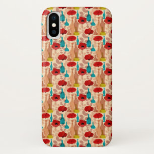 Coque iPhone X Motif de fleurs, de vases et de bouteilles