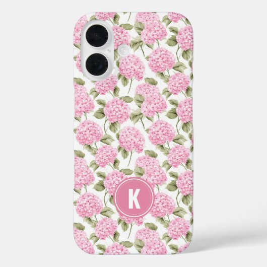 Coques Case-Mate iPhone Motif de fleurs d'hydrangea rose élégant avec mono (Verso)