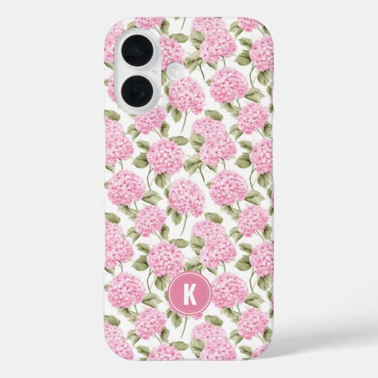 Coques Case-Mate iPhone Motif de fleurs d'hydrangea rose élégant avec mono (Verso)