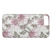Coques Case-Mate iPhone Motif de fleurs rose amorti de ketmie (Dos (Horizontal))