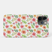 Coques Case-Mate iPhone Motif de fleurs roses à l'aquarelle (Dos (Horizontal))