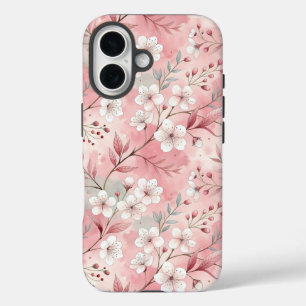 Coques iPhone 16 Motif de fleurs Sakura rose
