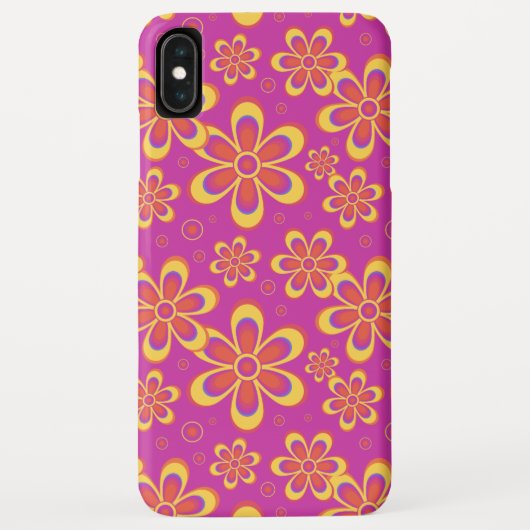 Coques Case-Mate iPhone Motif de fleurs Super magenta violet (Dos)