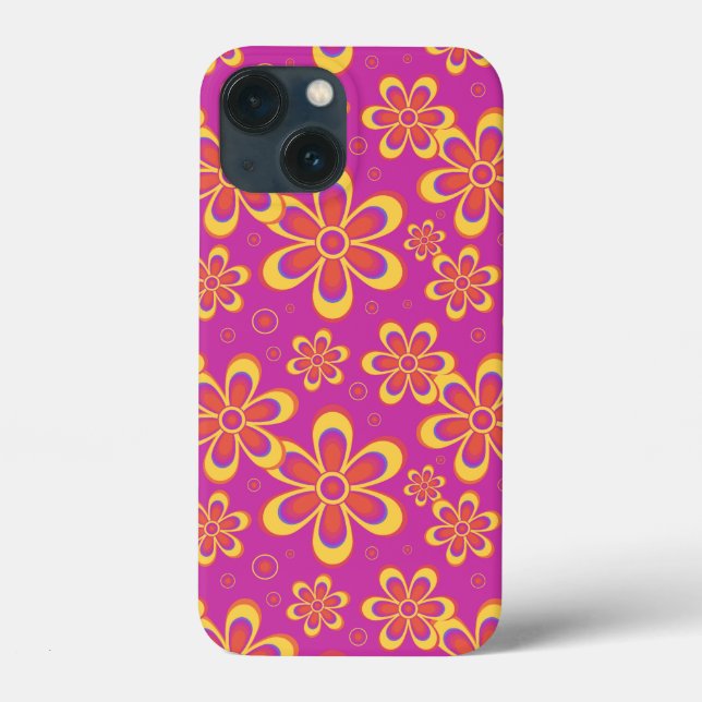 Coques Case-Mate iPhone Motif de fleurs Super magenta violet (Verso)