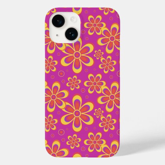 Coques Case-Mate iPhone Motif de fleurs Super magenta violet (Verso)
