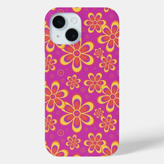 Coques Case-Mate iPhone Motif de fleurs Super magenta violet (Verso)