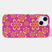Coques Case-Mate iPhone Motif de fleurs Super magenta violet (Verso (horizontal))