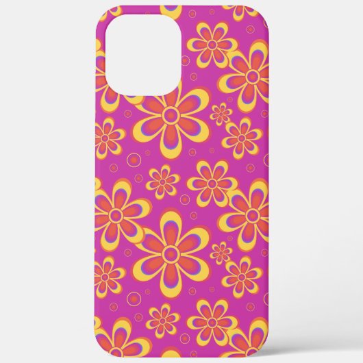 Coques Case-Mate iPhone Motif de fleurs Super magenta violet (Verso)