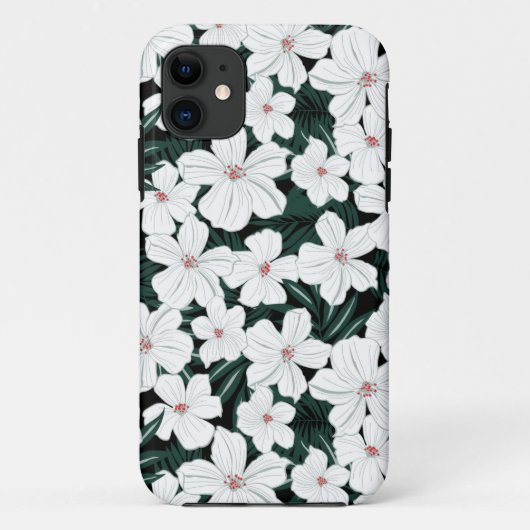 Coques Case-Mate iPhone Motif de fleurs tropical blanc (Dos)