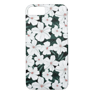 Coque iPhone 7 Motif de fleurs tropical blanc