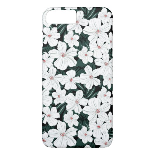 Coques Case-Mate iPhone Motif de fleurs tropical blanc (Dos)