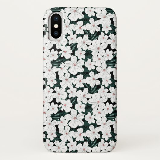 Coques Case-Mate iPhone Motif de fleurs tropical blanc (Dos)