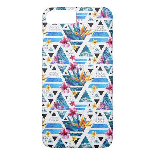 Coques Case-Mate iPhone Motif de fleurs tropical géométrique (Dos)