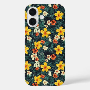 Coques iPhone 16 Motif de fleurs tropicales jaunes