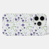 Coques Case-Mate iPhone Motif de fleurs vert pourpre (Verso (horizontal))