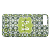 Coques Case-Mate iPhone Motif de fleurs vertes Monogrammes (Dos (Horizontal))