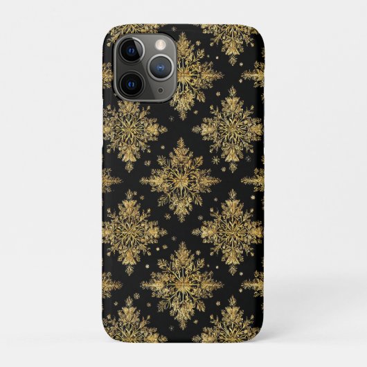 Coques Case-Mate iPhone Motif de flocon de neige doré orné (Dos)