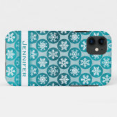 Coques Case-Mate iPhone Motif de flocons de neige bleu blanc (Dos (Horizontal))