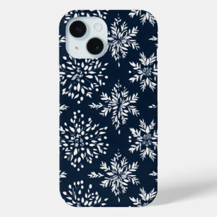 Coque Pour iPhone 15 Motif de flocons de neige floraux