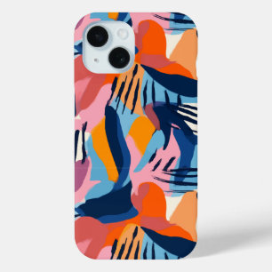 Coque Pour iPhone 15 Motif de formes abstraites modernes et vibrantes