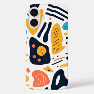 Coques iPhone 16 Motif de formes organiques de style Memphis abstra