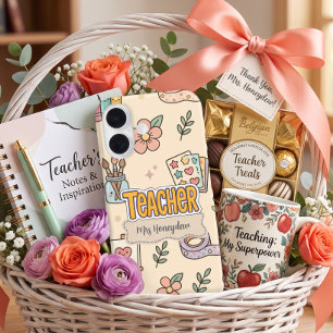 Coques iPhone 16 Motif de fournitures scolaires pour enseignant pas