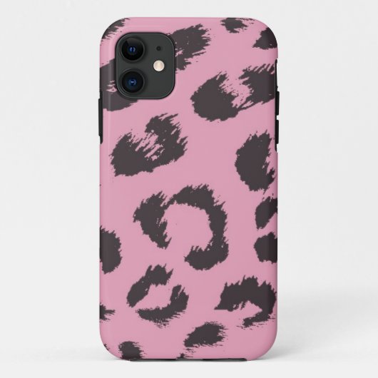Coques Case-Mate iPhone Motif de fourrure de léopard rose (Dos)
