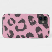 Coques Case-Mate iPhone Motif de fourrure de léopard rose (Dos (Horizontal))
