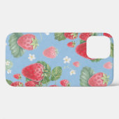 Coques Case-Mate iPhone Motif de fraise aquarelle (Verso (horizontal))