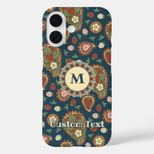 Coques iPhone 16 Motif de fraise Paisley