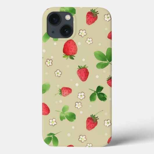 Coques Case-Mate iPhone Motif de fraises d'aquarelle (Verso)