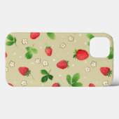 Coques Case-Mate iPhone Motif de fraises d'aquarelle (Verso (horizontal))