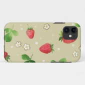 Coques Case-Mate iPhone Motif de fraises d'aquarelle (Dos (Horizontal))