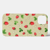 Coques Case-Mate iPhone Motif de fraises d'aquarelle (Verso (horizontal))