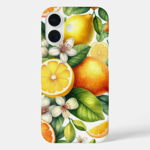 Coques iPhone 16 Motif de fruits d'agrumes à l'aquarelle