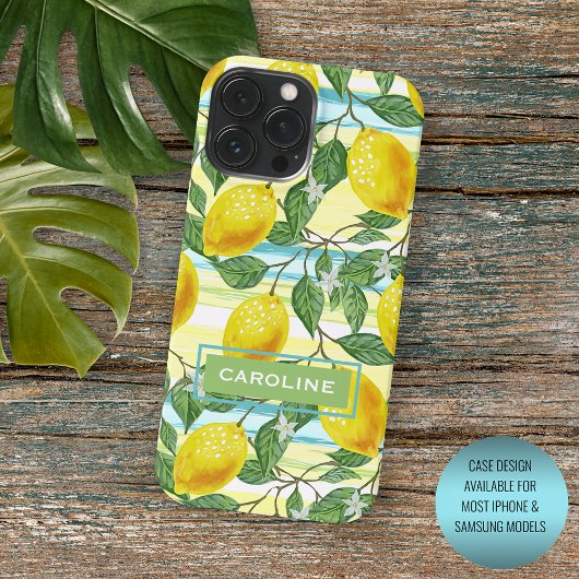 Coques Case-Mate iPhone Motif de Fruits de citron méditerranéen personnali