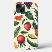 motif de fruits et légumes tropicaux ipone 13 coqu
