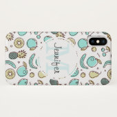 Coques Case-Mate iPhone Motif de fruits mignons Monogramme à thème d'été (Dos (Horizontal))