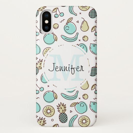 Coques Case-Mate iPhone Motif de fruits mignons Monogramme à thème d'été (Dos)