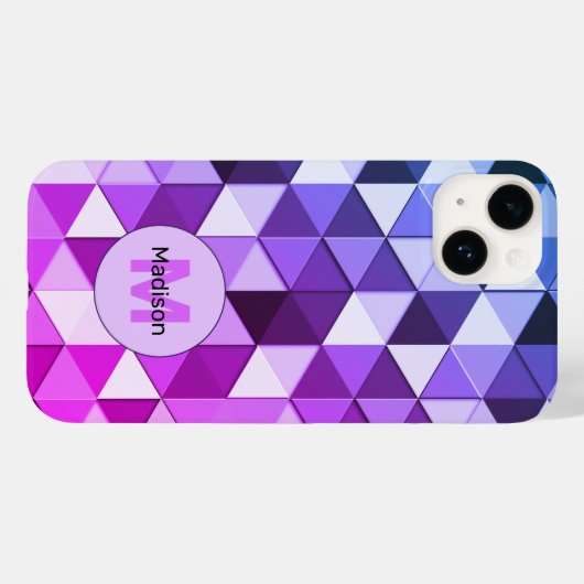 Coques Case-Mate iPhone Motif de géométrie triangle bleu violet (Verso (horizontal))