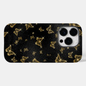 Coques Case-Mate iPhone Motif de glam or et papillons noirs (Verso (horizontal))