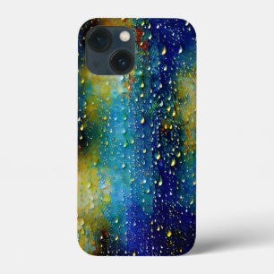 Case-Mate iPhone Case Motif de gouttelettes de pluie jaune de l'Aqua ble