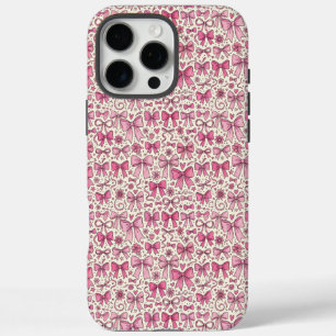 Coques iPhone 16 Pro Max Motif de gribouillis à nœud rose mignon de style c