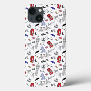 Etui iPhone 13 Motif de griffonnages de ville de Londres