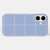 Coques Case-Mate iPhone Motif de grille bleu clair et rose (Verso (horizontal))