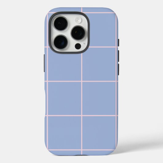 Coques Case-Mate iPhone Motif de grille bleu clair et rose (Verso)
