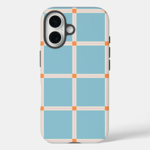 Coques iPhone 16 Motif de grille de couleurs douces avec accent cha