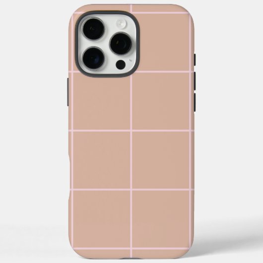 Coques Case-Mate iPhone Motif de grille en beige chaud et vérification min (Verso)