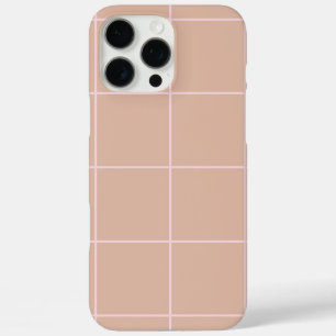Coques iPhone 16 Pro Max Motif de grille en beige chaud minimal avec un mot